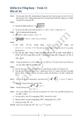 Kiểm tra Tổng hợp  Toán 11 Bài số 36
